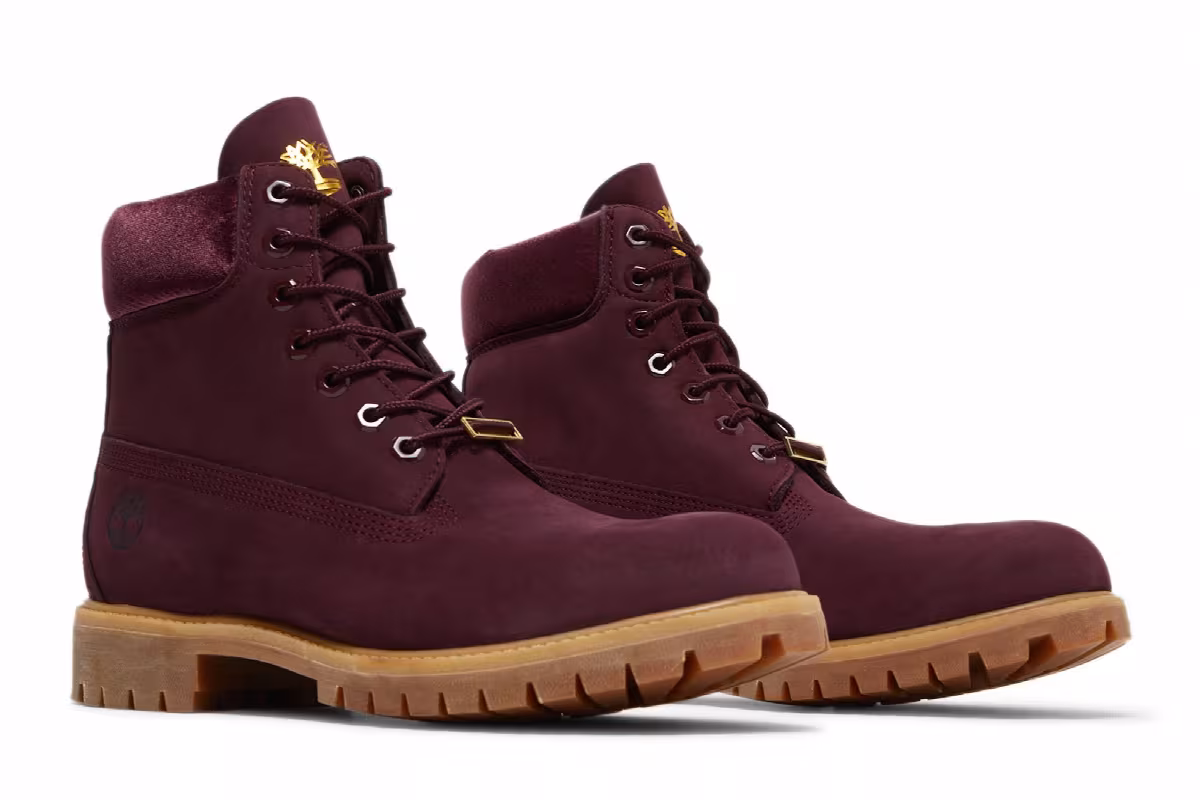 DTLR x Timberland 6 Inch Premium Boot Burgundy Velvet, view 9