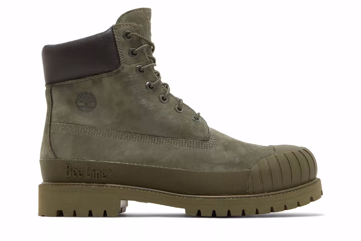 Bee Line x Timberland 6 Inch Premium Rubber Toe Boot Dark Green, view 2