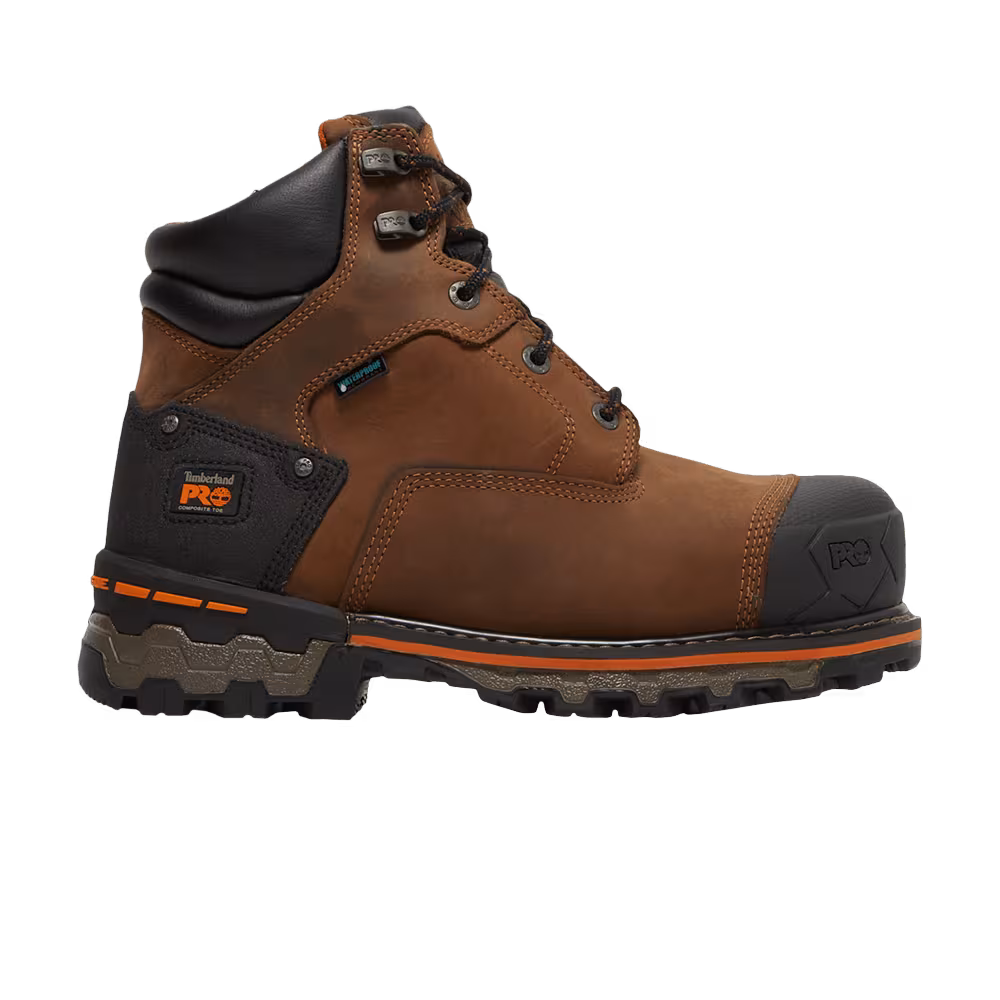 Timberland Boondock 6 Inch Composite Toe Waterproof Work Boot Brown Oiled Distressed