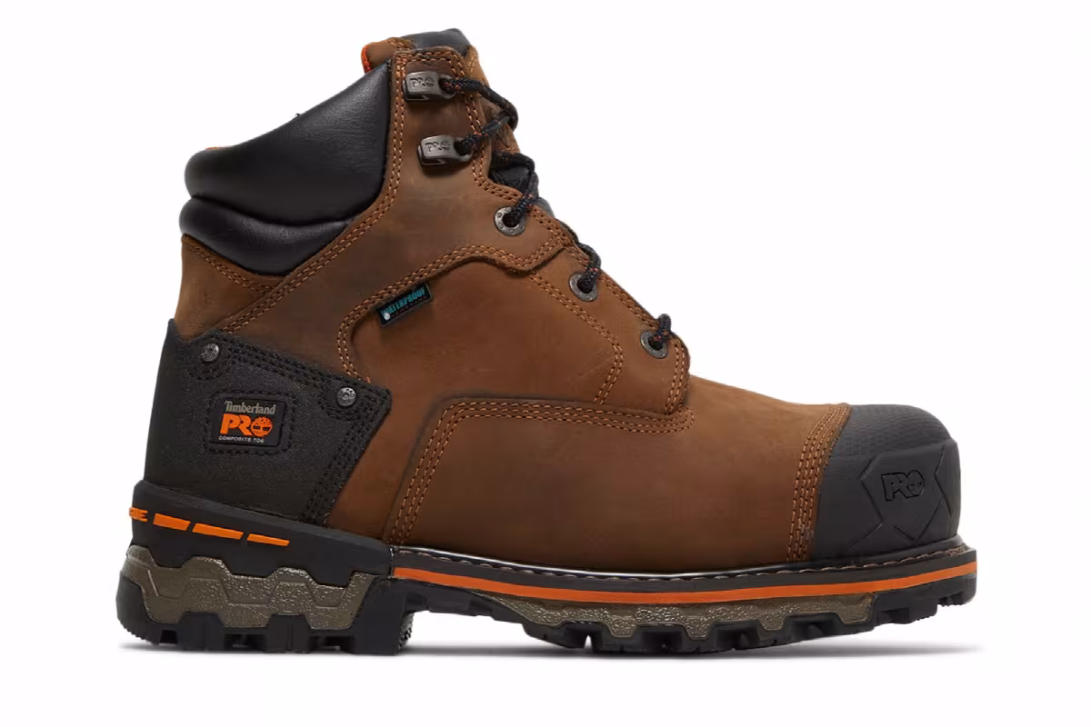 Timberland Boondock 6 Inch Composite Toe Waterproof Work Boot Brown Oiled Distressed, view 2