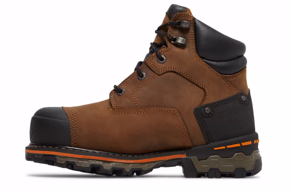 Timberland Boondock 6 Inch Composite Toe Waterproof Work Boot Brown Oiled Distressed, view 4
