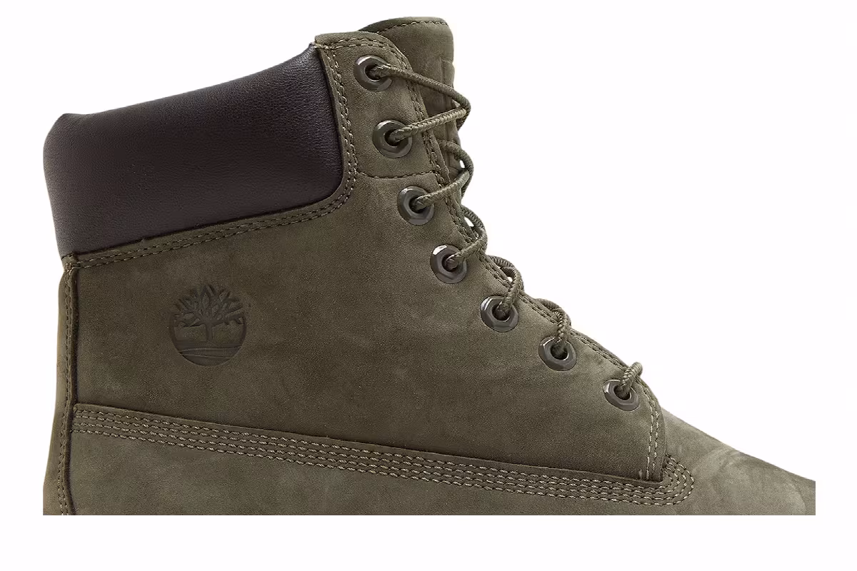Bee Line x Timberland 6 Inch Premium Ruuber Toe Boot Dark Green Orange, view 3