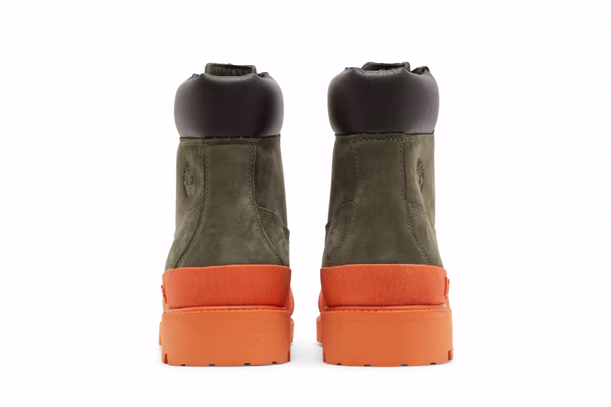 Bee Line x Timberland 6 Inch Premium Ruuber Toe Boot Dark Green Orange, view 7