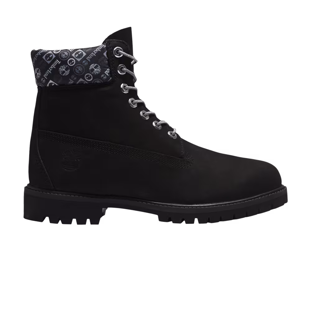Timberland 6 Inch Premium Boot Wide Logo Print Collar