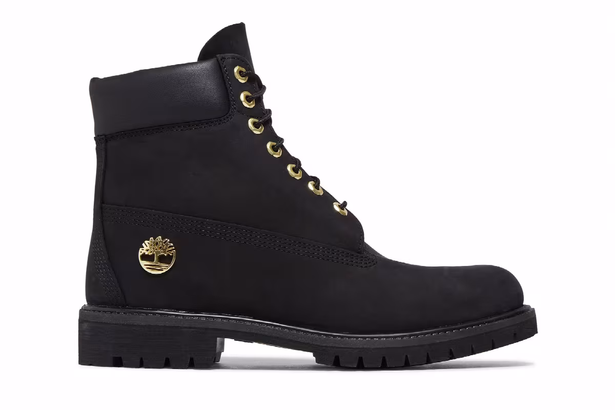 Timberland 6 Inch Premium Waterproof Boot Black Gold, view 2