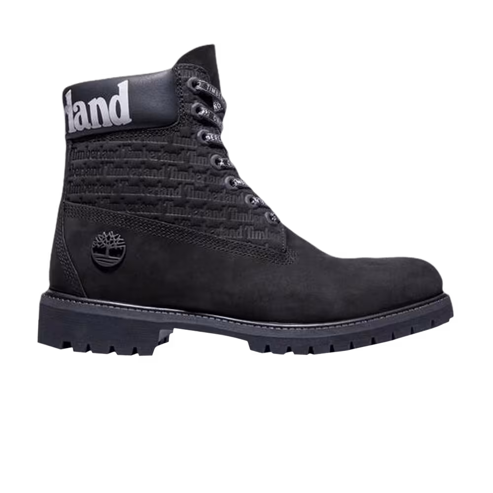 Timberland 6 Inch Premium Boot Wide All Over Logo - Black