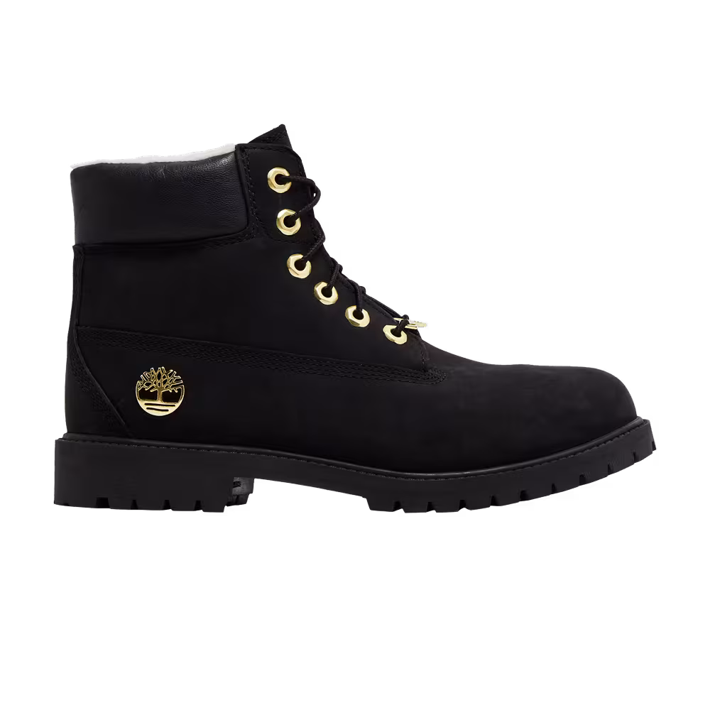 Timberland 6 Inch Premium Shearling Waterproof Boot Junior Black Gold