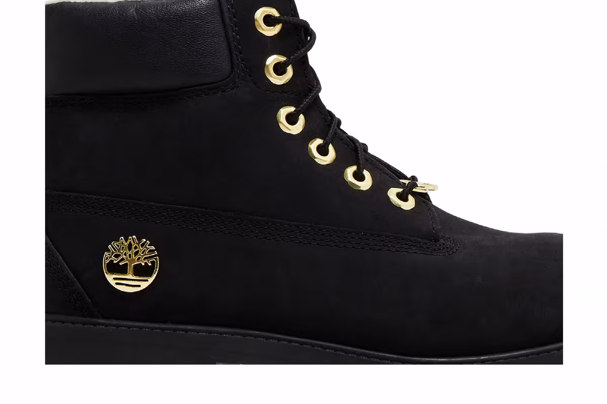 Timberland 6 Inch Premium Shearling Waterproof Boot Junior Black Gold, view 3