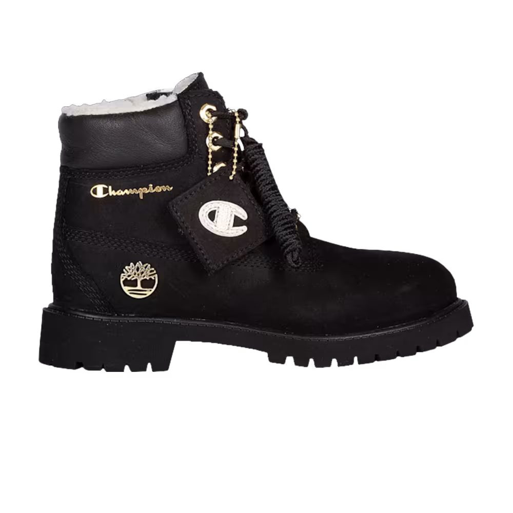 Champion x Timberland 6 Inch Premium WP Warm-Lined Junior Black