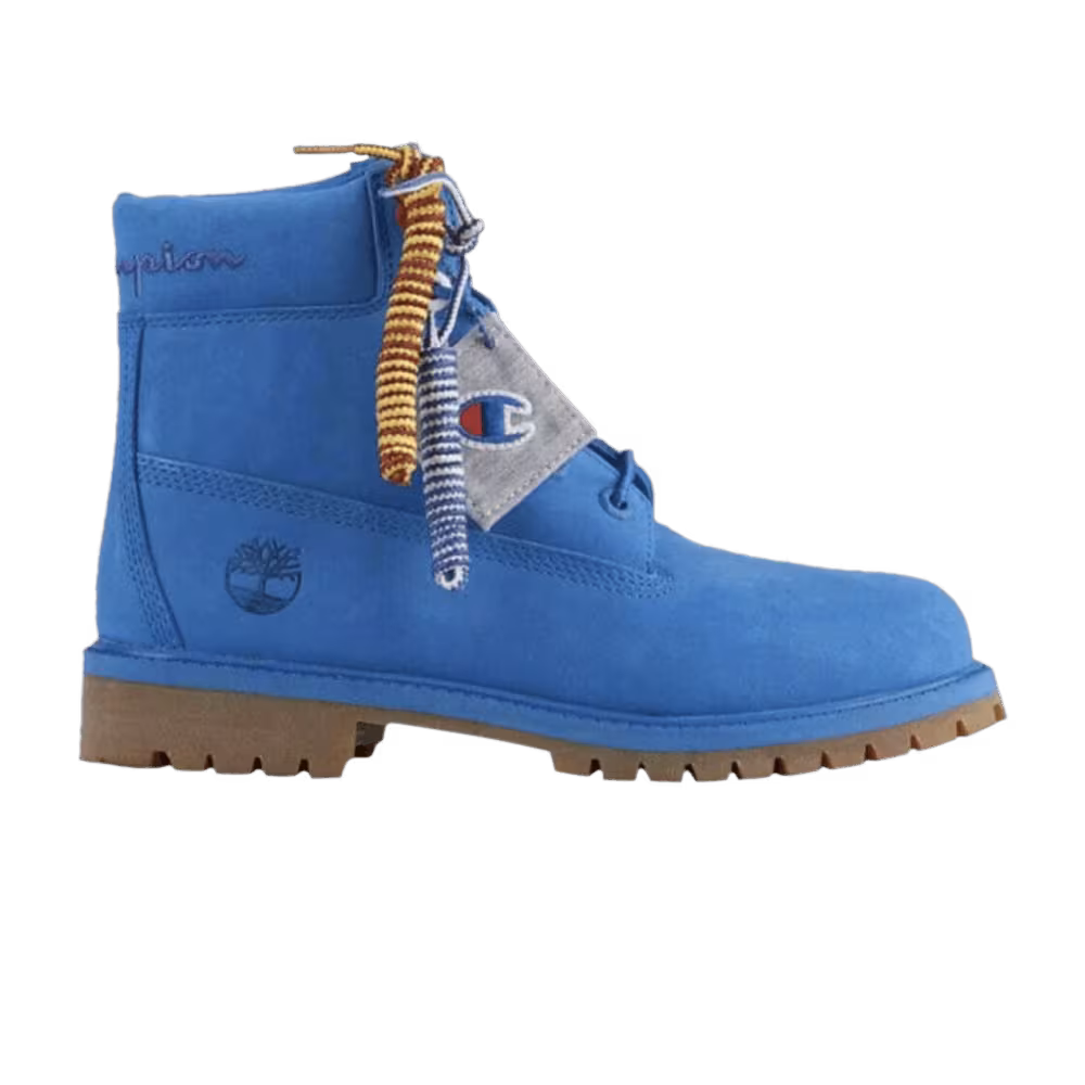 Champion x Timberland 6 Inch Premium Waterproof Boots Youth Bright Blue