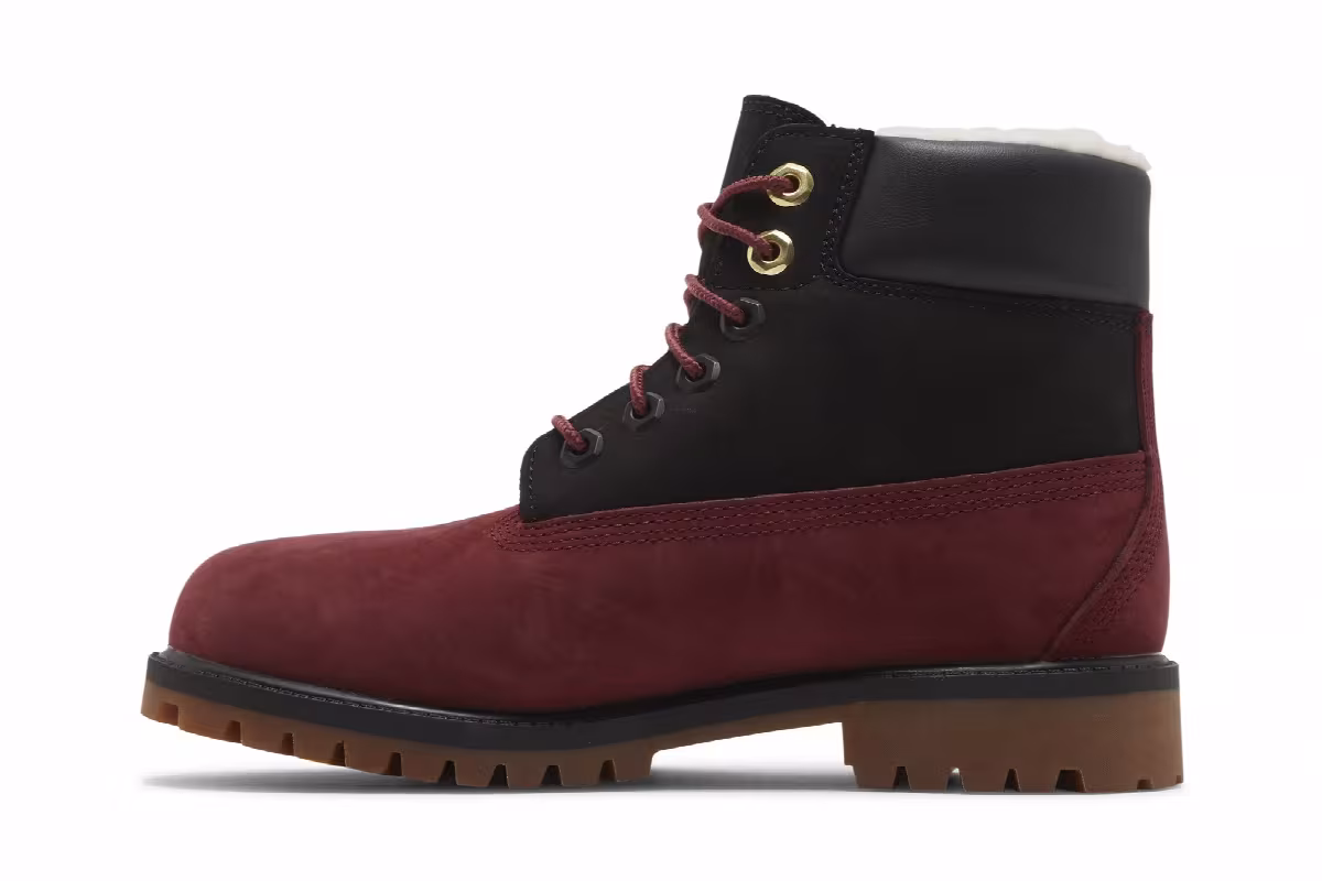 Timberland 6 Inch Premium Shearling Boot Junior Syrah Black, view 4