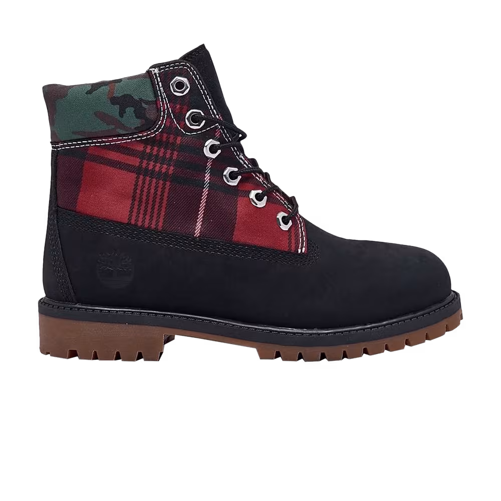 Timberland 6 Inch Premium Boot Junior Black Plaid Camo