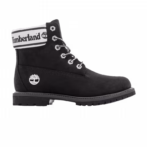 Timberland Wmns 6 Inch Premium 'Logo Collar - Black Grey'