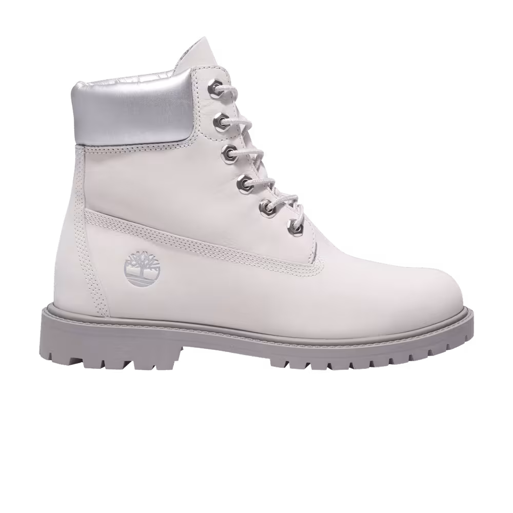 Timberland Women's 6 Inch Heritage Premium Waterproof Boot White Silver