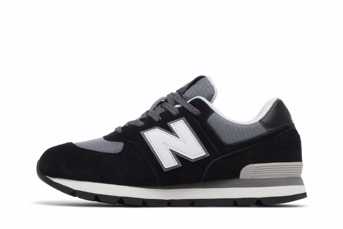 New Balance 574 Big Kid Wide Black White, view 4