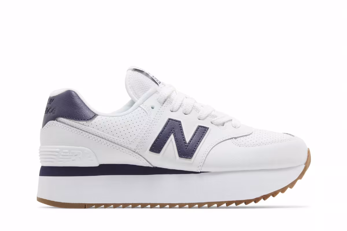 New Balance Women's 574+ White Violet, view 2