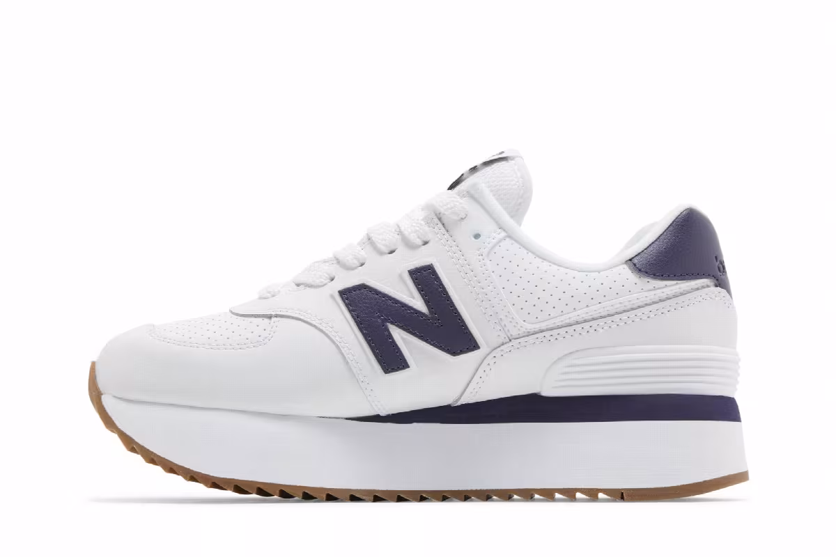 New Balance Women's 574+ White Violet, view 4