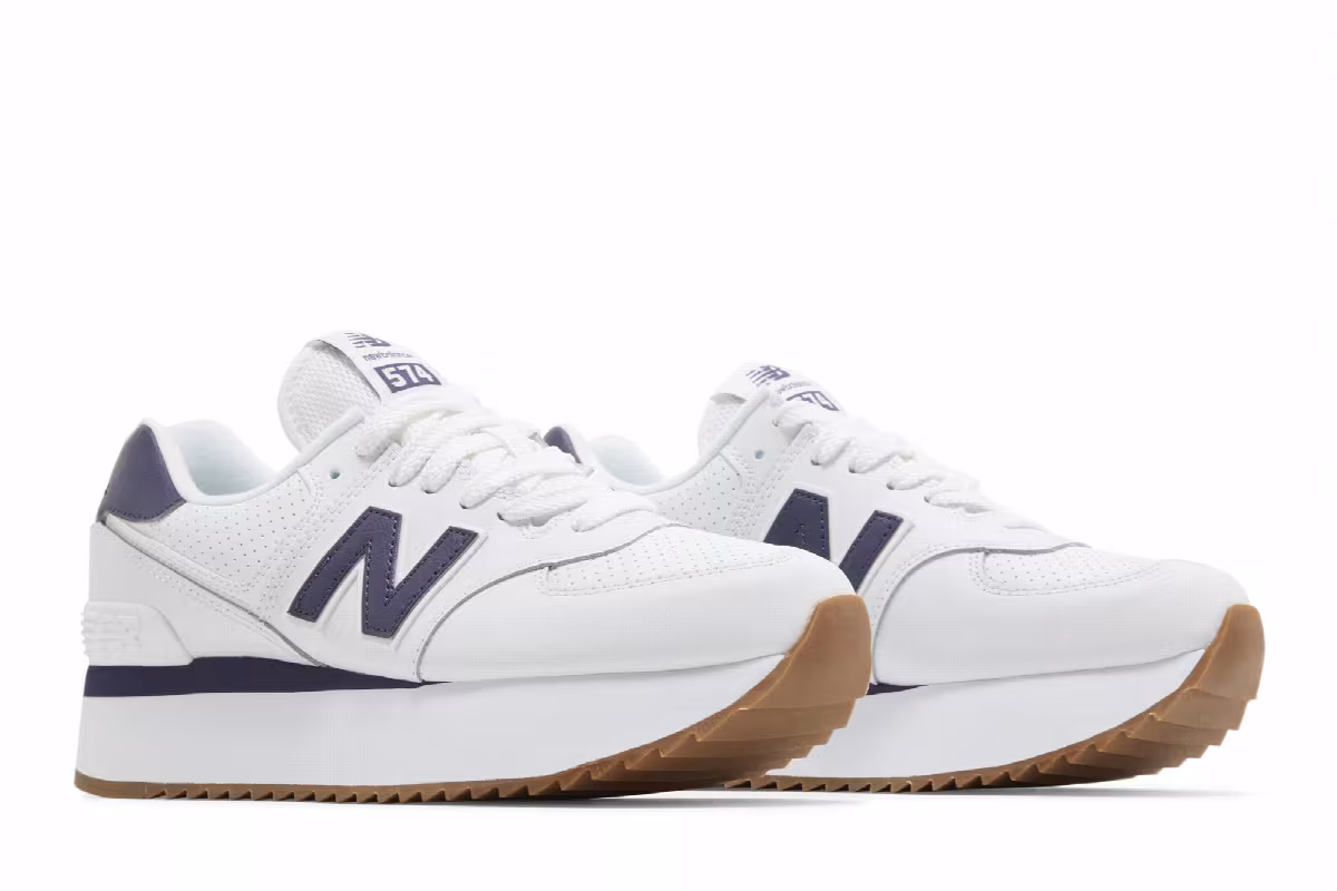 New Balance Women's 574+ White Violet, view 9
