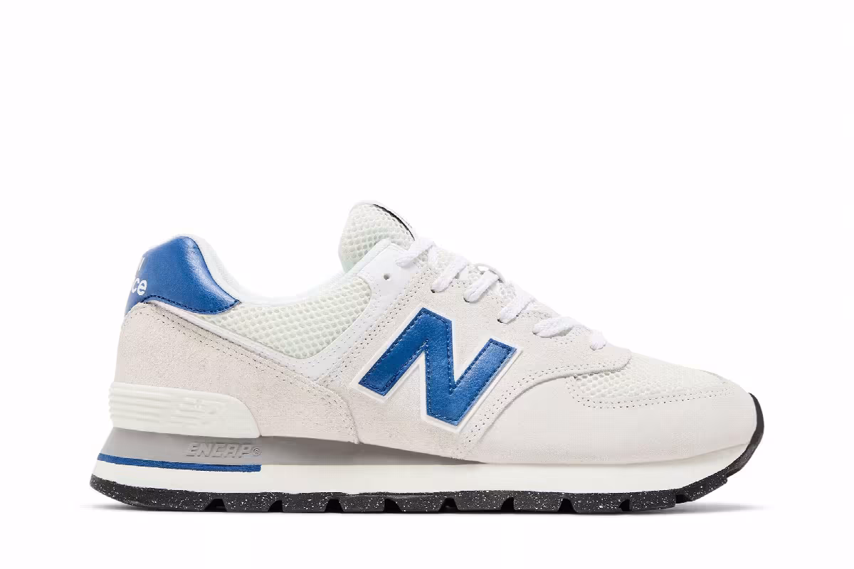 New Balance 574 Rugged White Royal Blue, view 2