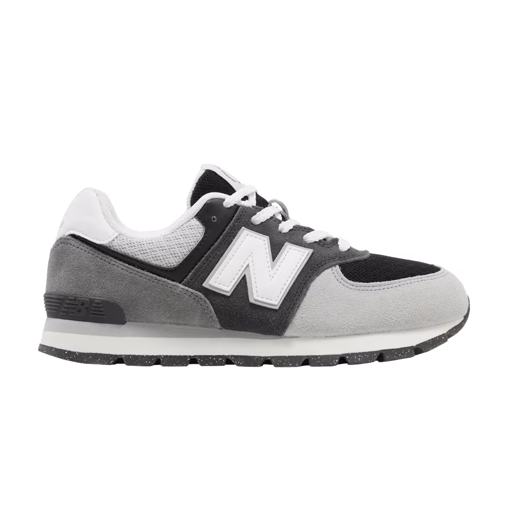 New Balance 574 Big Kid Wide Blacktop White