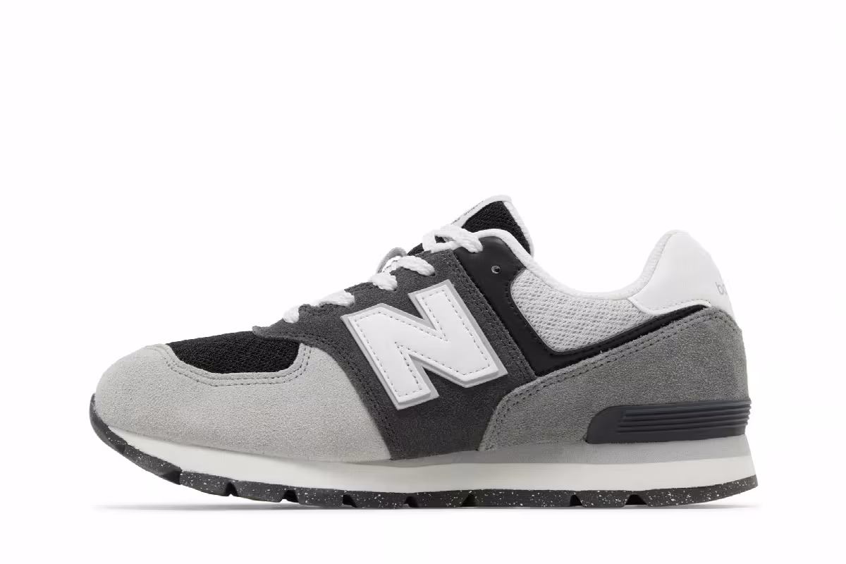 New Balance 574 Big Kid Wide Blacktop White, view 4
