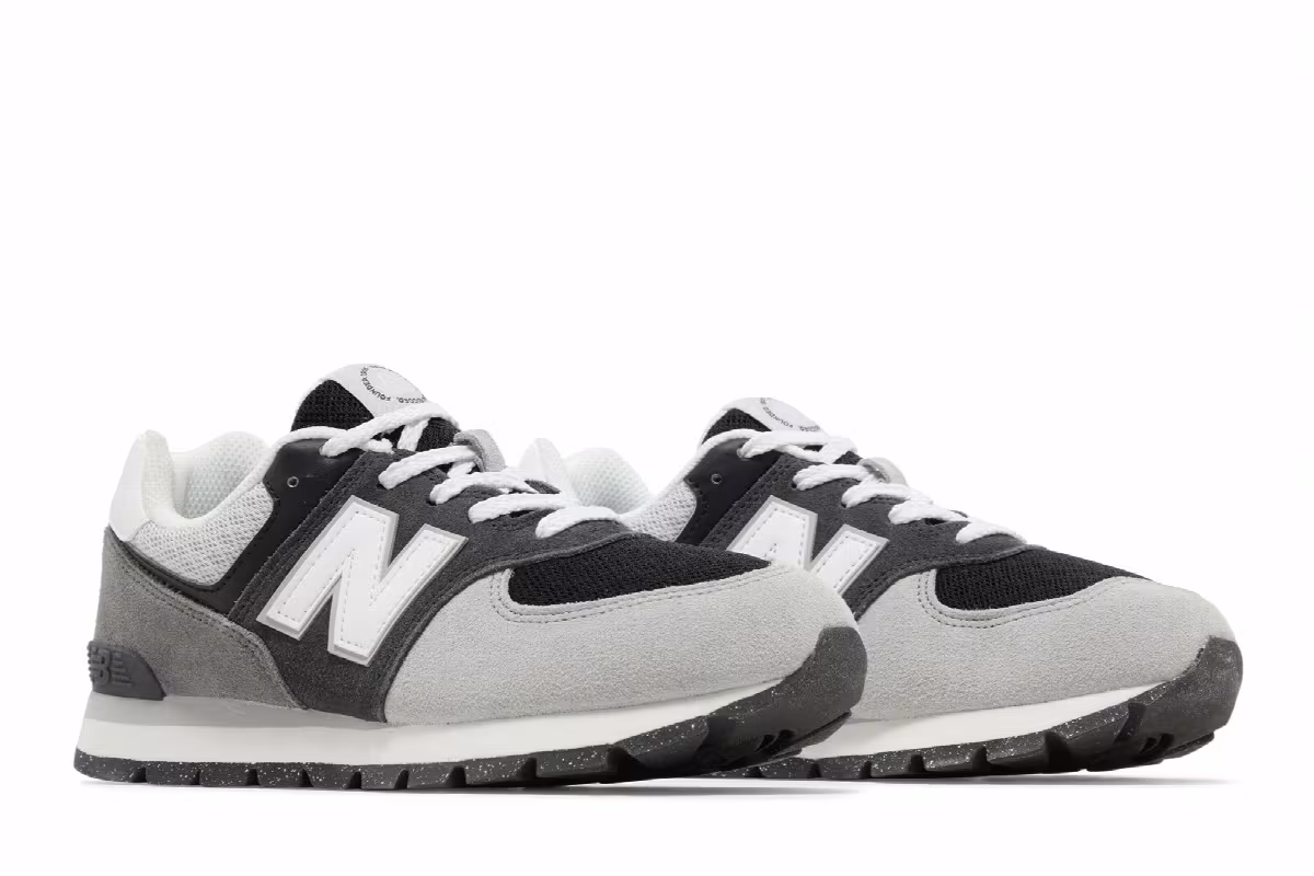 New Balance 574 Big Kid Wide Blacktop White, view 9