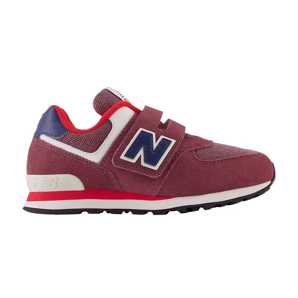 New Balance 574 Hook & Loop Little Kid Wide Washed Burgundy Navy