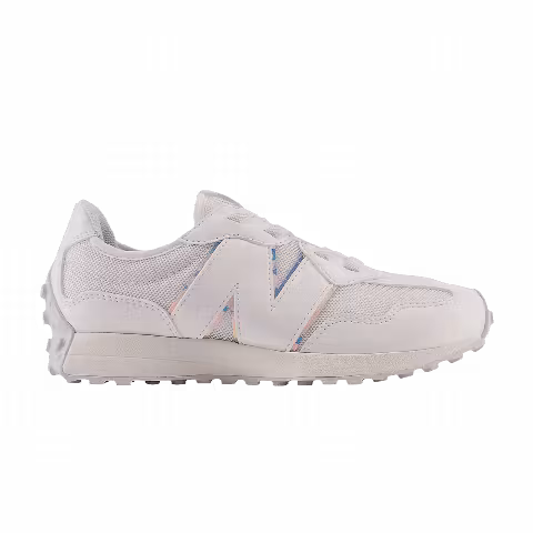 New Balance 327 Bungee Lace Little Kid Wide 'White Grey Iridescent'