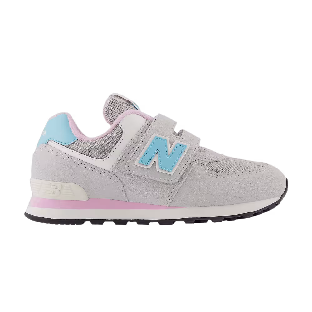 New Balance 574 Hook & Loop Little Kid Wide Brighton Grey Summer Aqua