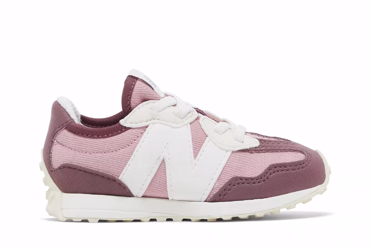 New Balance 327 Bungee Lace Toddler Washed Burgundy Hazy Rose, view 2