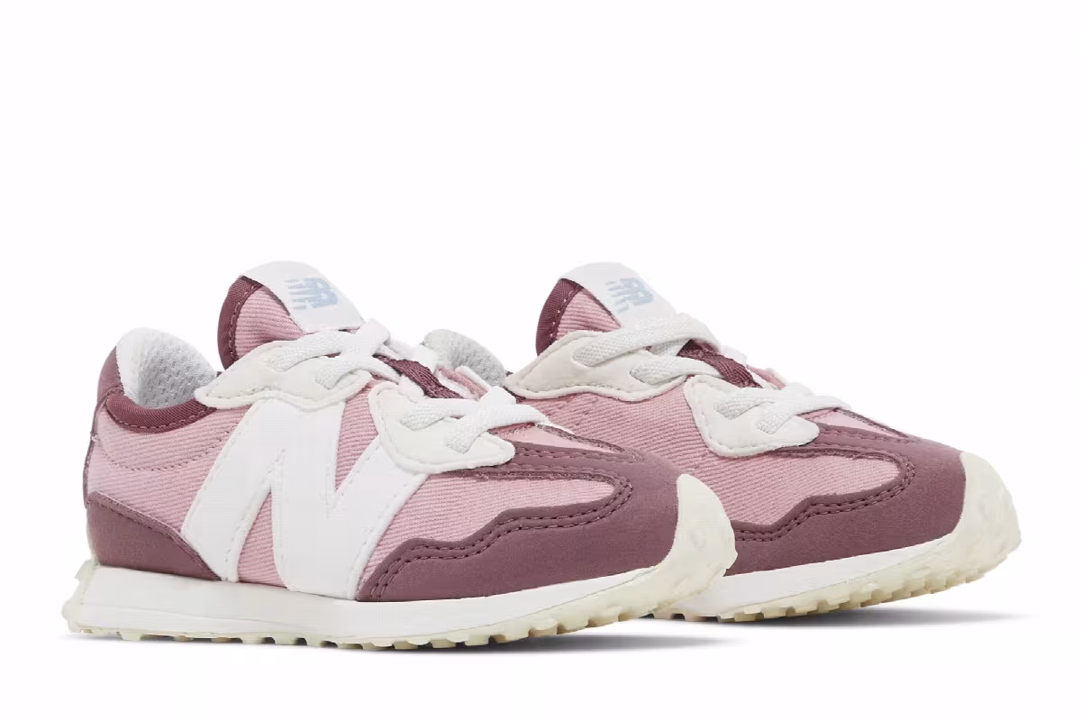 New Balance 327 Bungee Lace Toddler Washed Burgundy Hazy Rose, view 9