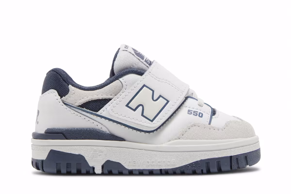 New Balance 550 Bungee Lace Top Strap Toddler White Vintage Indigo, view 2