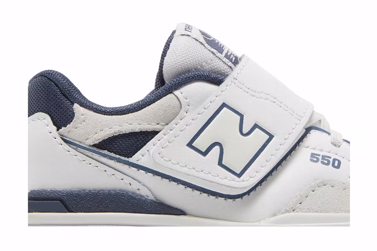 New Balance 550 Bungee Lace Top Strap Toddler White Vintage Indigo, view 3