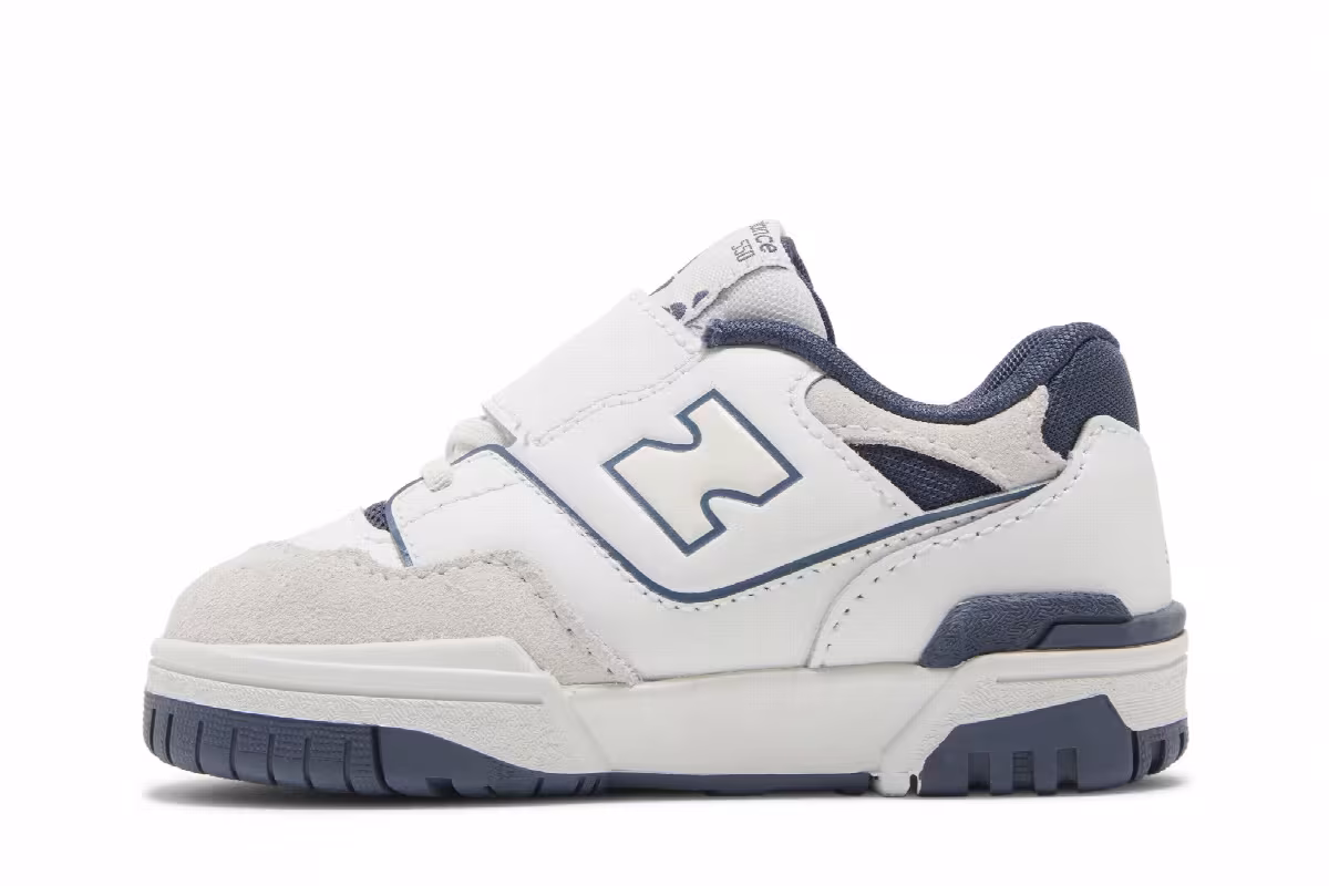 New Balance 550 Bungee Lace Top Strap Toddler White Vintage Indigo, view 4