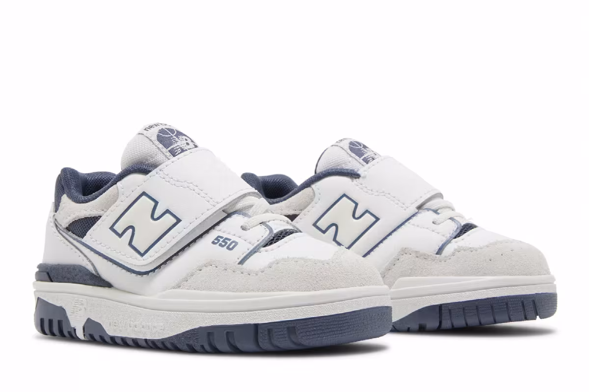 New Balance 550 Bungee Lace Top Strap Toddler White Vintage Indigo, view 9