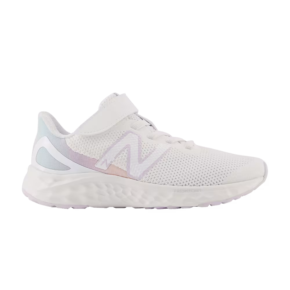 New Balance Fresh Foam Arishi v4 Bungee Lace Top Strap Little Kid Wide White Taro