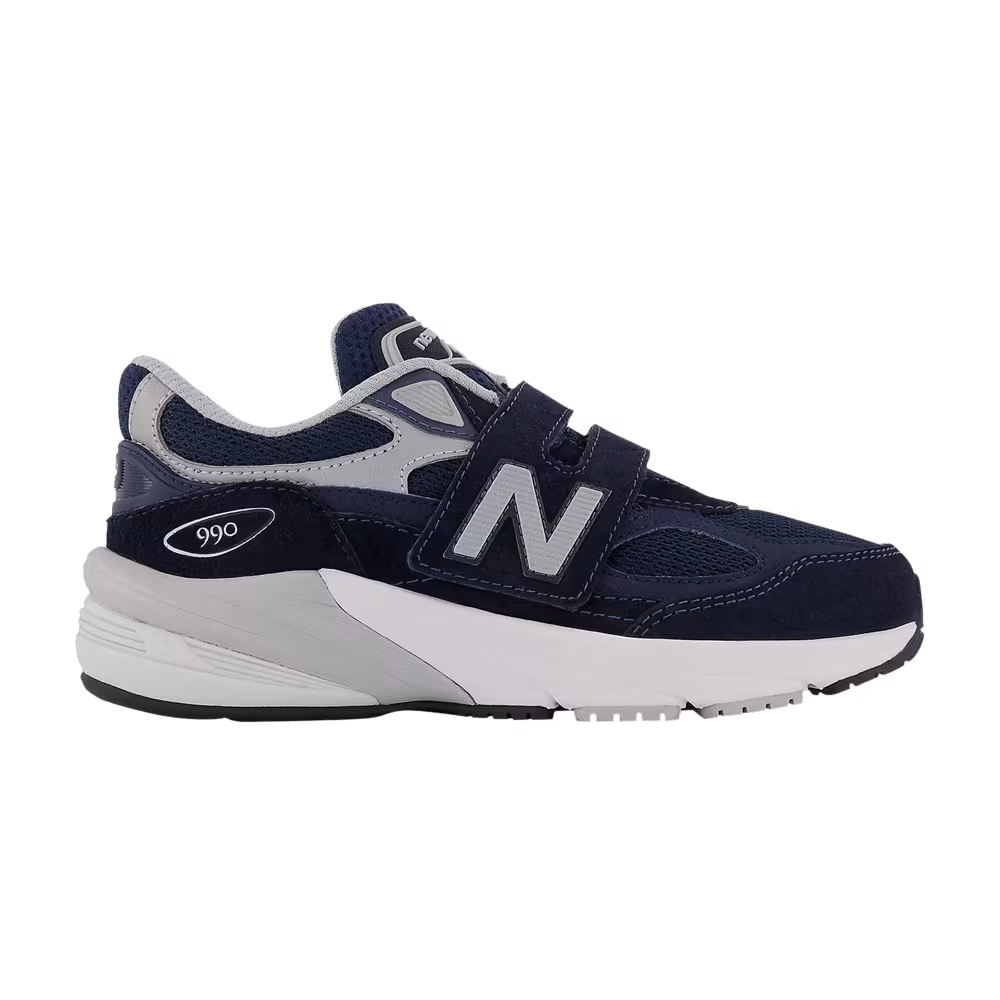 New Balance 990v6 Hook & Loop Little Kid X-Wide Navy