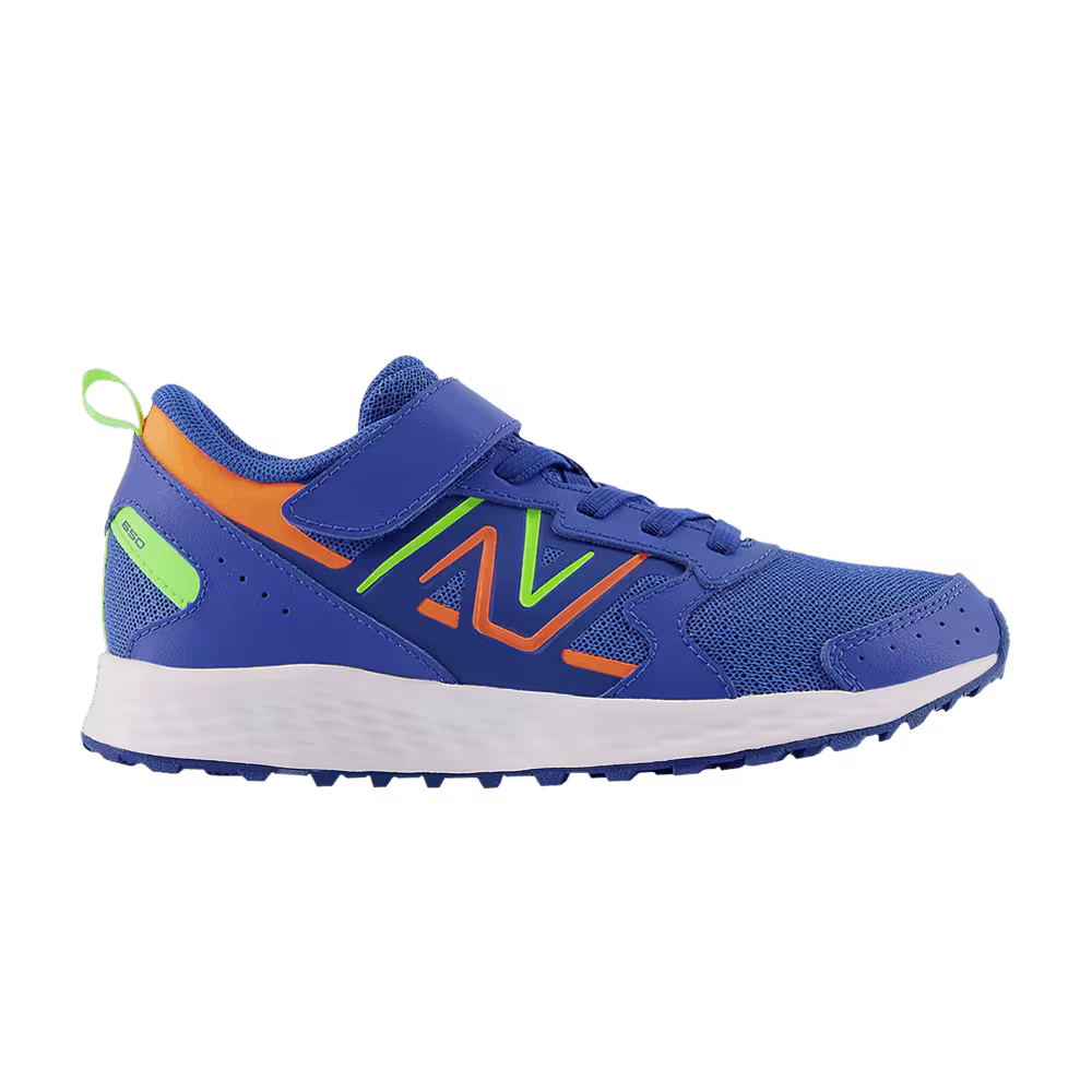 New Balance Fresh Foam 650 Bungee Lace Top Strap Big Kid X-Wide Cobalt Pixel Green