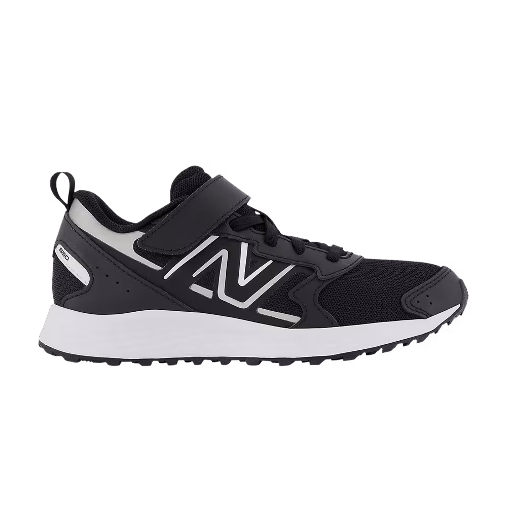 New Balance Fresh Foam 650 Bungee Lace Top Strap Big Kid Wide Black Metallic Silver