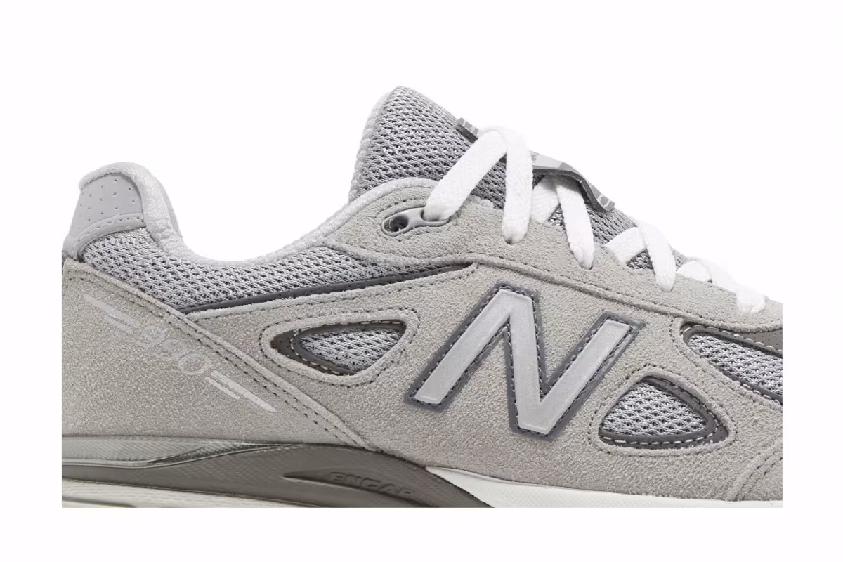 New Balance 990v4 Big Kid Wide Kool Grey Silver Filigree, view 3