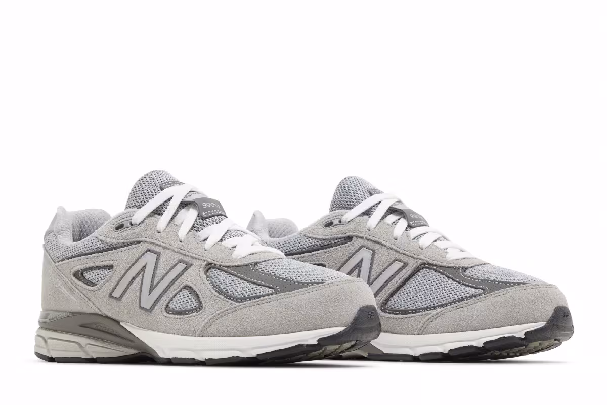 New Balance 990v4 Big Kid Wide Kool Grey Silver Filigree, view 9