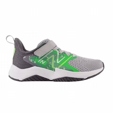New Balance Rave Run v2 Bungee Lace Top Strap Big Kid X-Wide 'Raincloud Pixel Green'