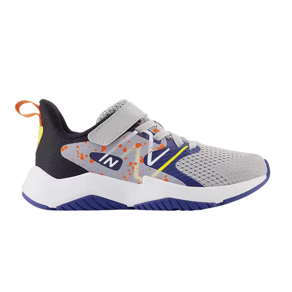New Balance Rave Run v2 Bungee Lace Top Strap Big Kid Wide Rain Cloud Blaze Orange