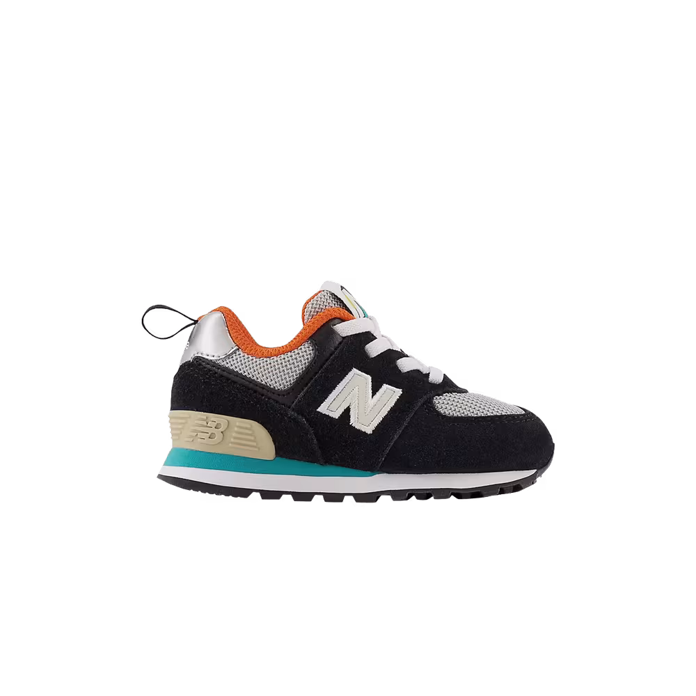 New Balance 574 Bungee Lace Toddler Wide Black Poppy