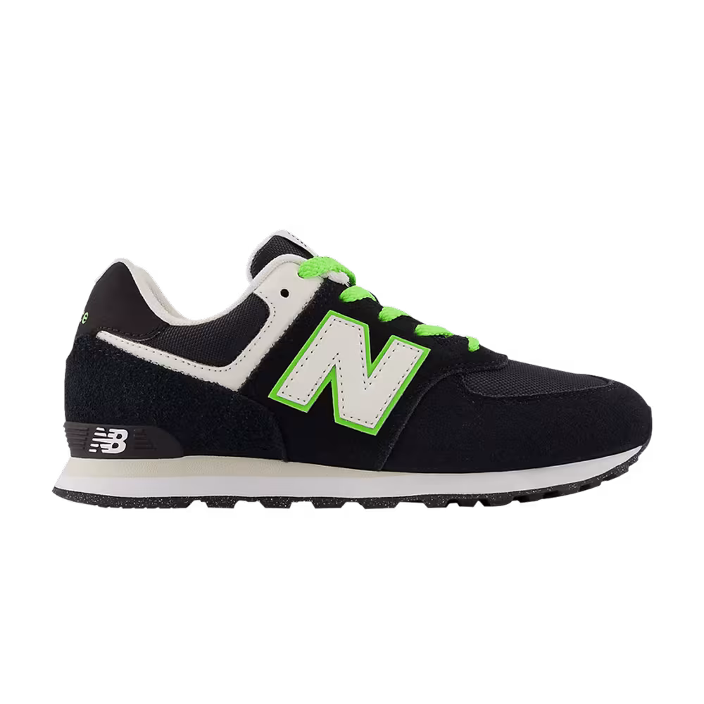 New Balance 574 Big Kid Wide Black Coloro Green