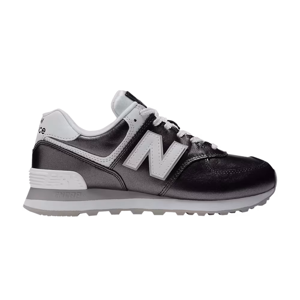 New Balance Women's 574v2 Black Metallic White