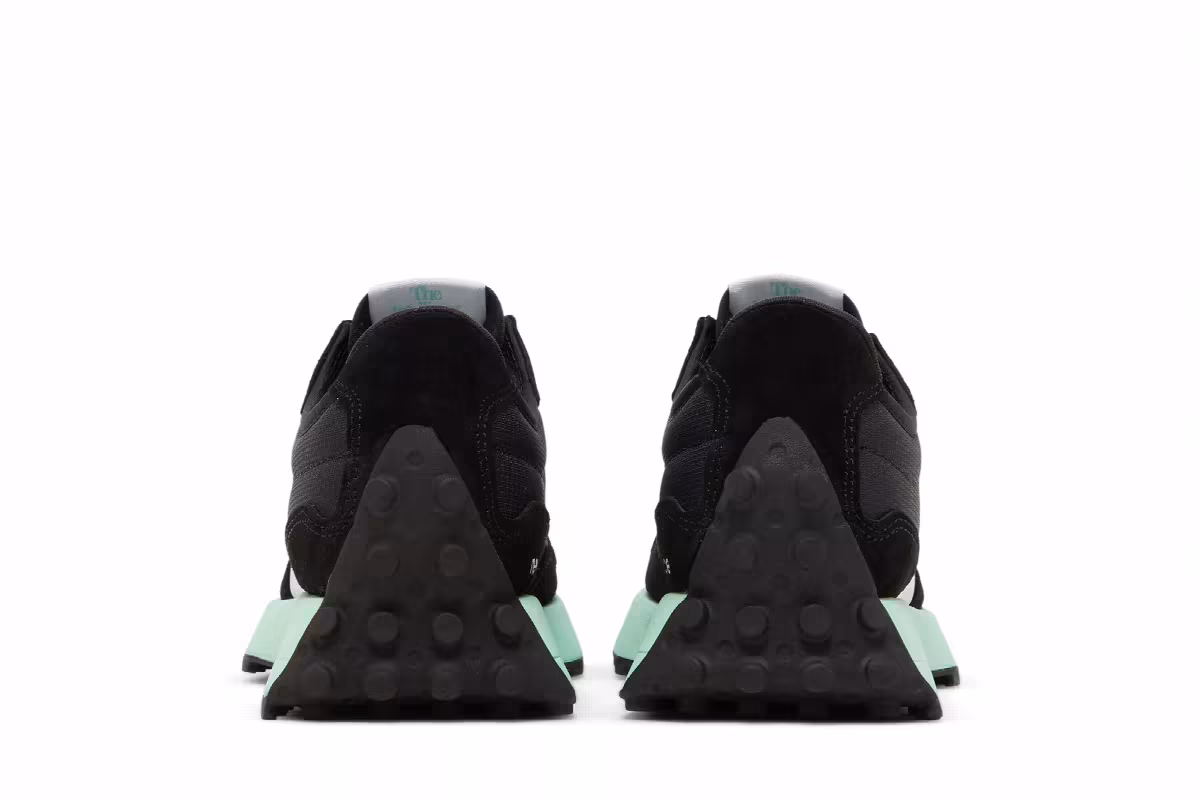 New Balance Women's 327 Black Bright Mint, view 7