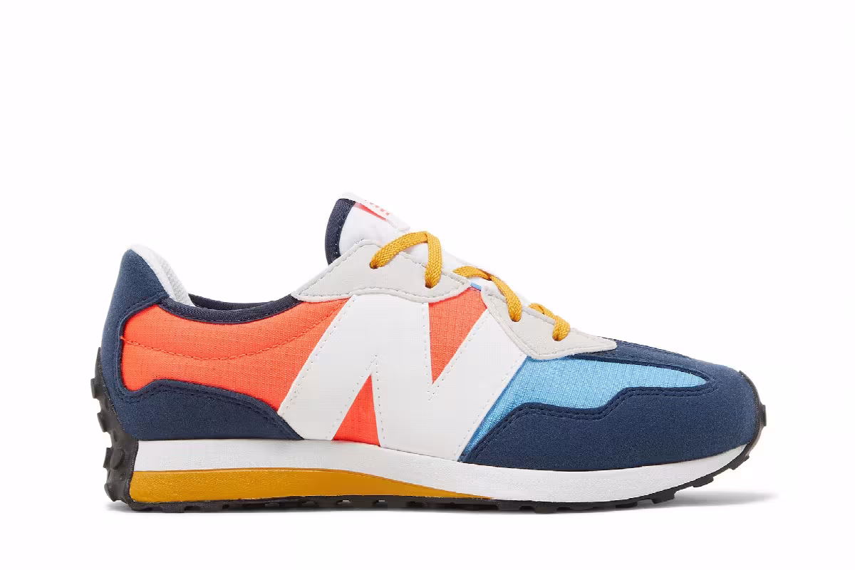 New Balance 327 Big Kid Natural Indigo Electric Red, view 2