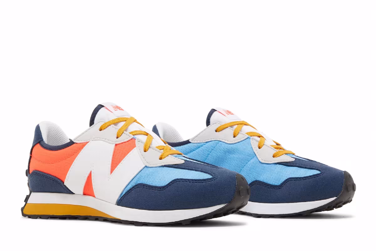 New Balance 327 Big Kid Natural Indigo Electric Red, view 9