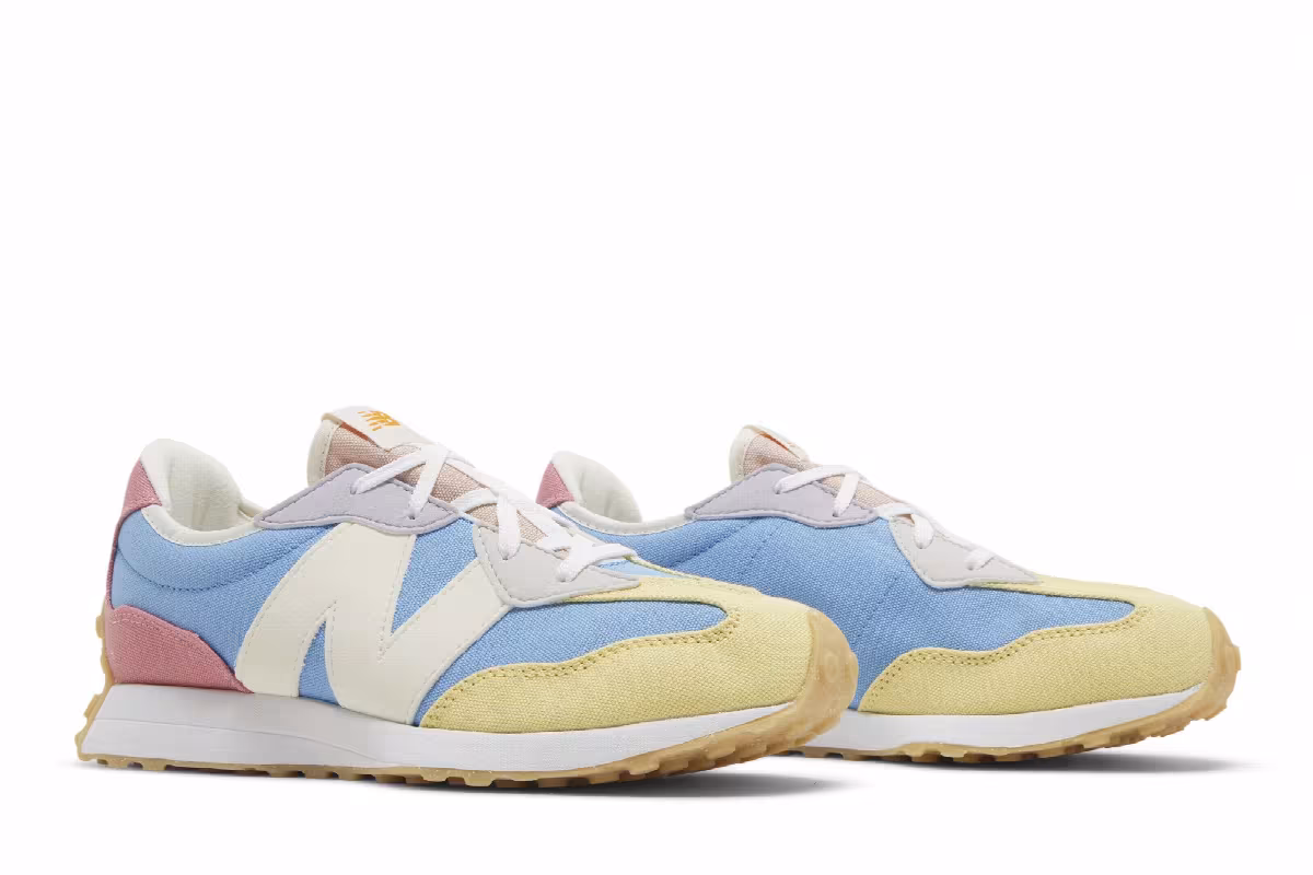 New Balance 327 Big Kid Yellow Blue Red, view 9